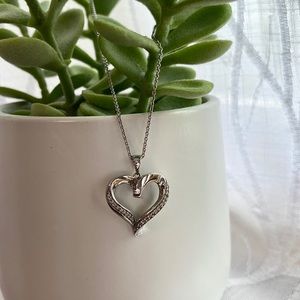 Zales Heart Diamond Pendant Necklace Silver